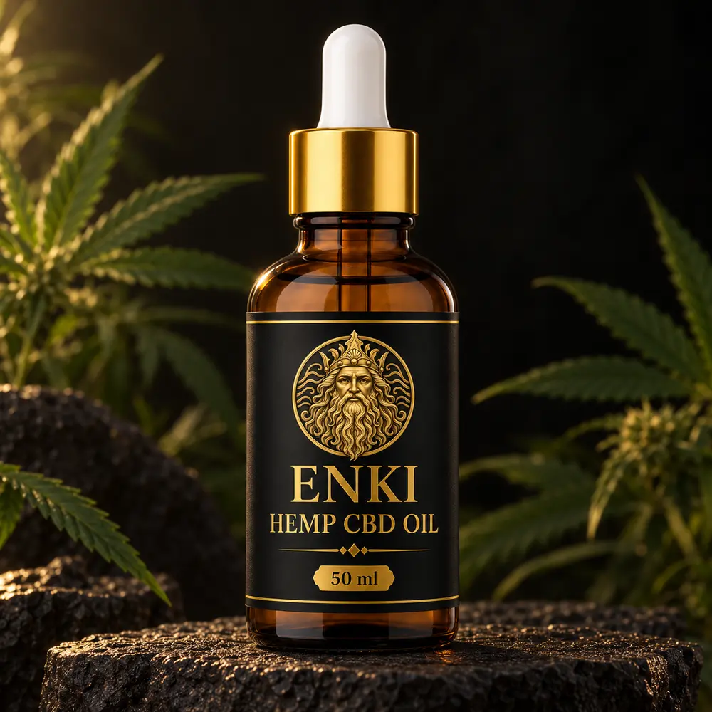 Enki Hemp CBD Oil amber dropper bottle